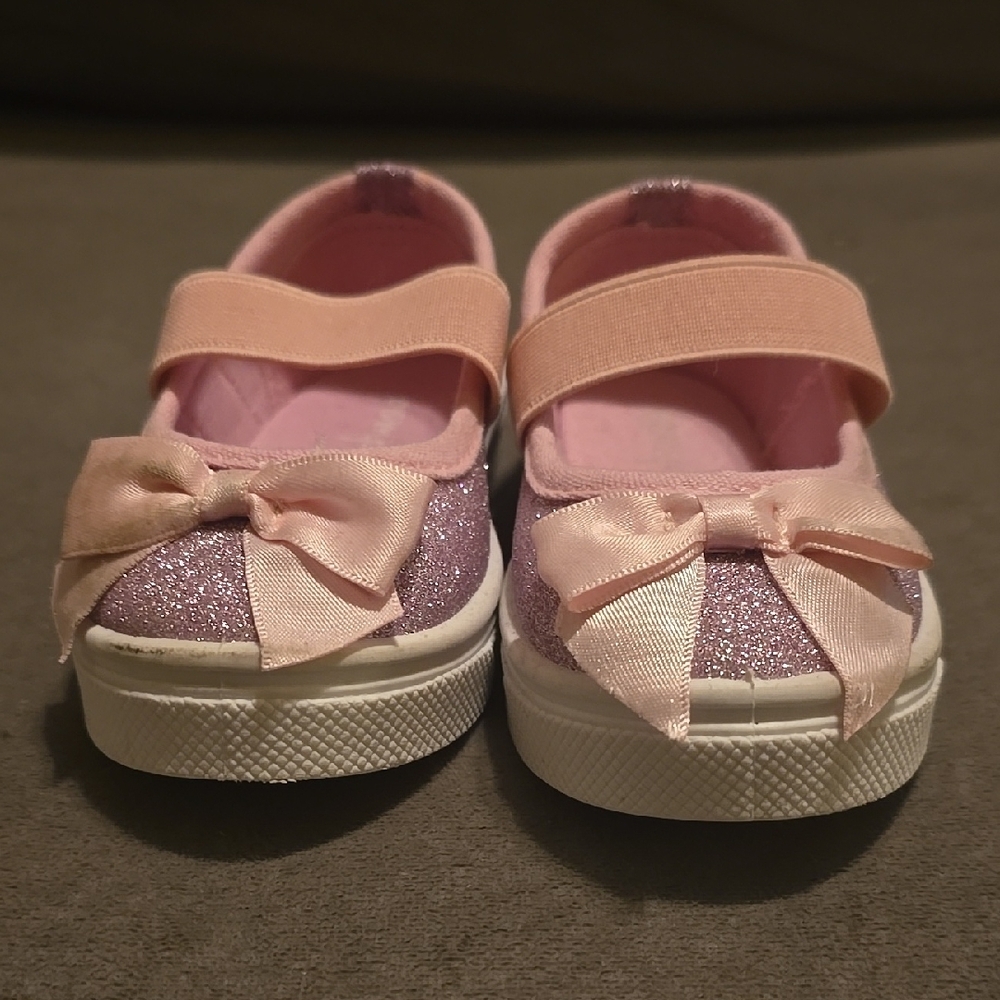 Pink Glitter Kids Shoes with Bow